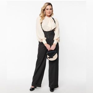 Unique vintage black Thelma Suspender pants